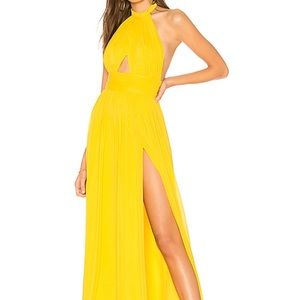 Lovers + Friends Yellow Halter Maxi Dress